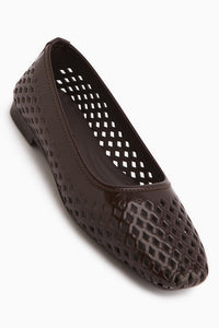 Elisa Brown Laser Cut Square Toe Women’s Ballet Flats