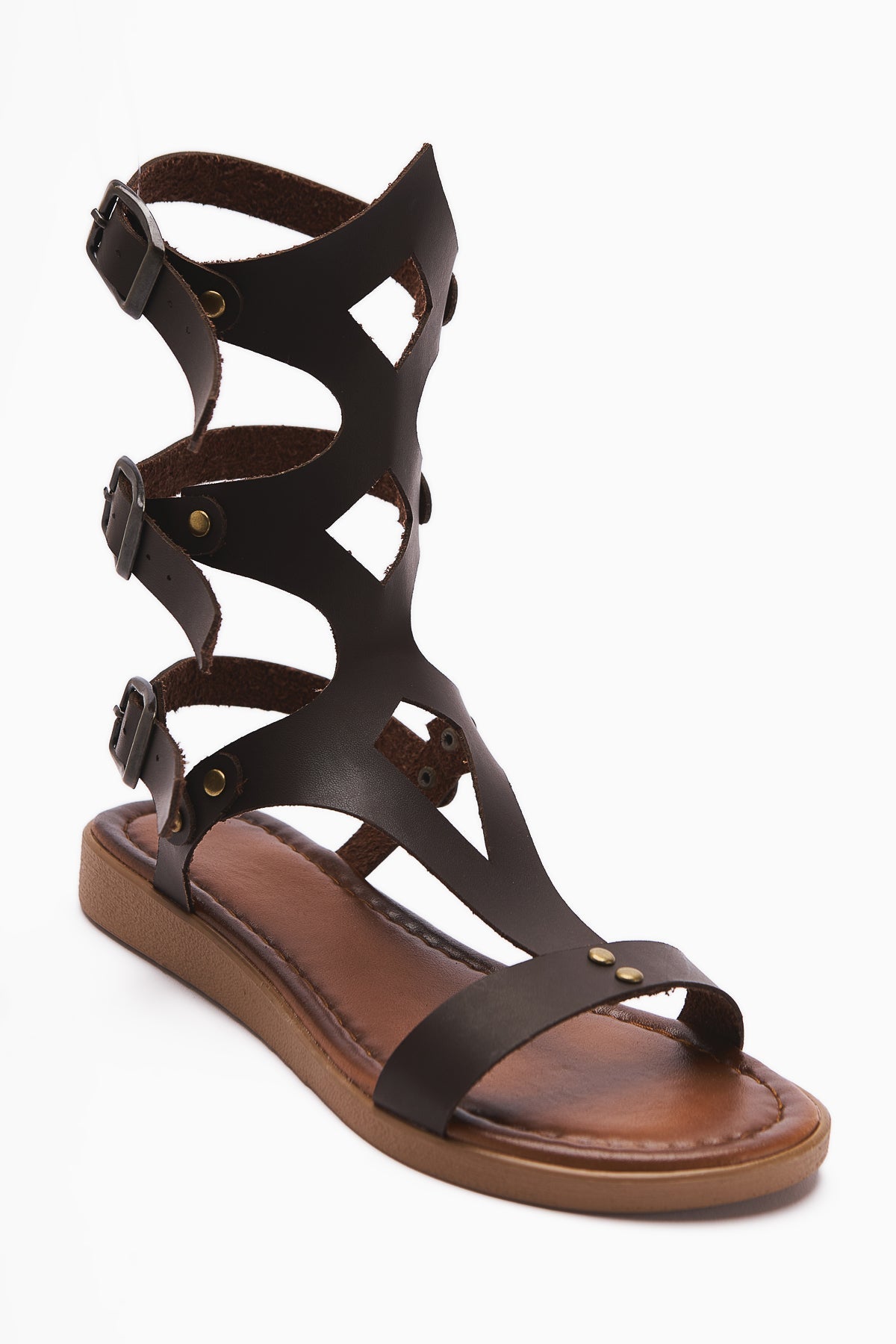 Hill Genuine Leather Coffee Gladiator Sandals