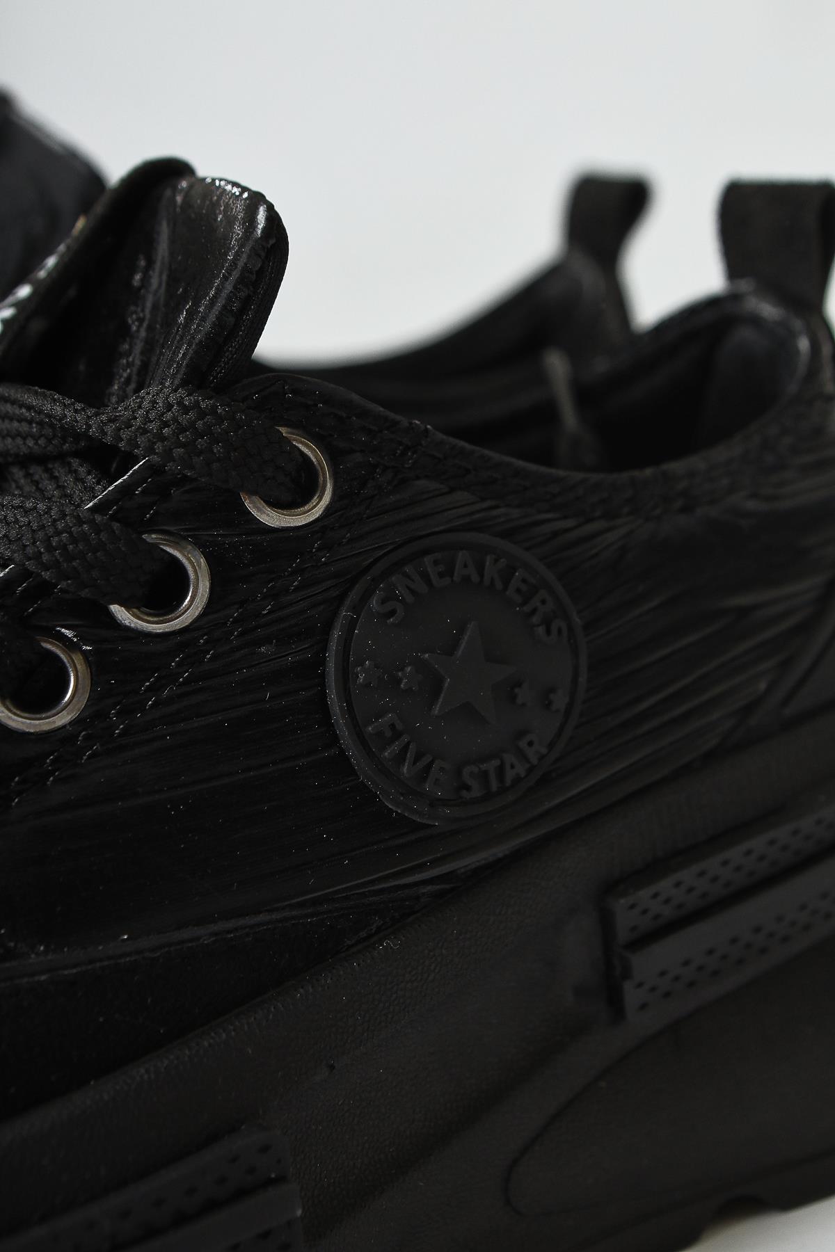 Ancy Black Parachute Fabric Star Patched Sneakers