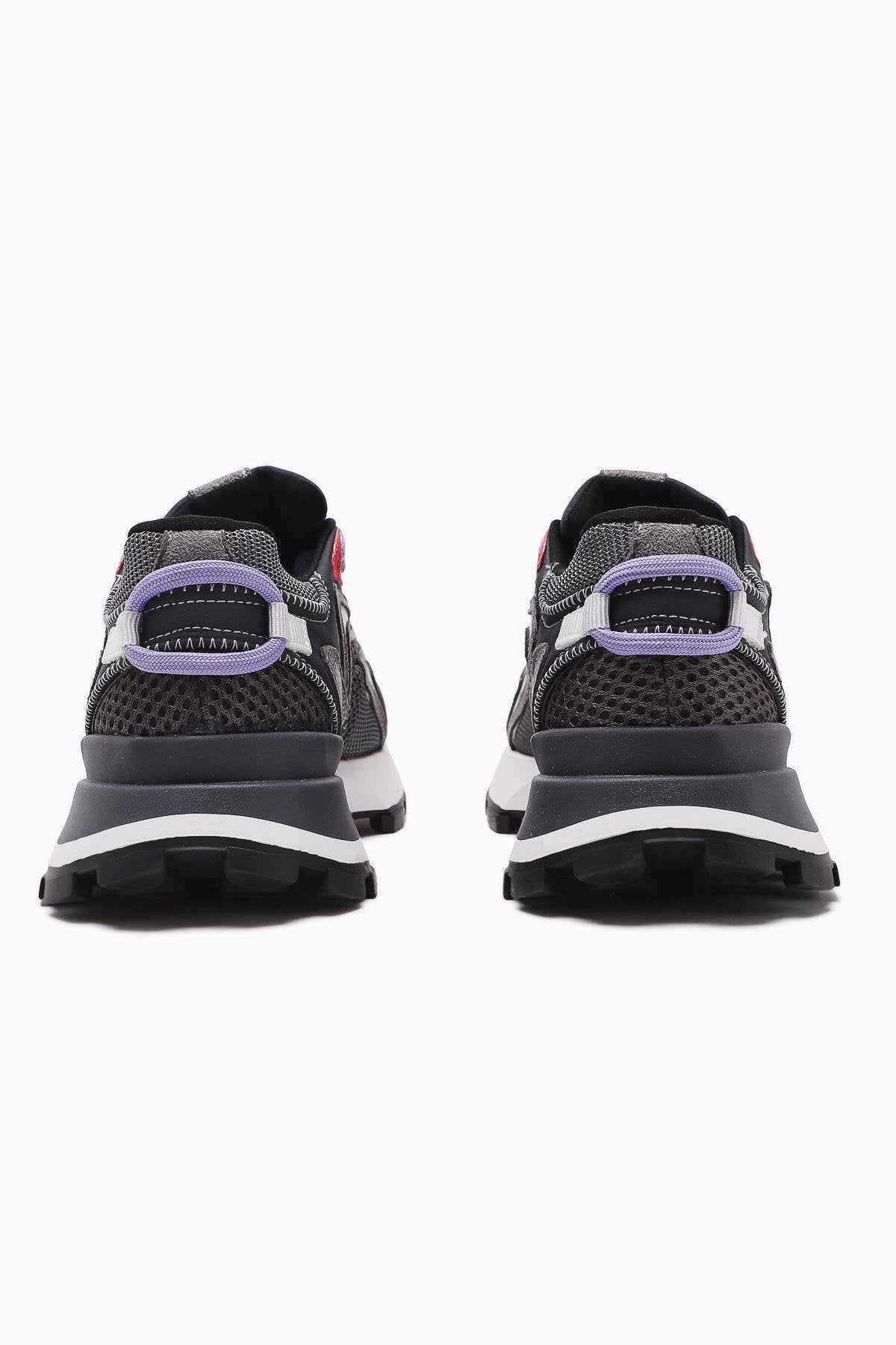 Onella – Charcoal Suede-Detail Lace-Up Sneaker (Women)