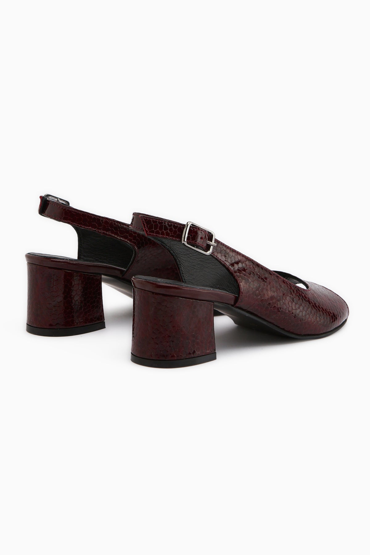 Catia Genuine Leather Burgundy Snake Patterned Women’s Heeled Sandal