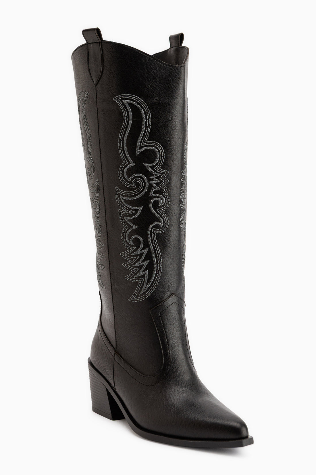 Ronnie Black Embroidered Detail Western Long Women’s Boots
