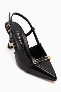 Renita Black Buckled Women’s Heeled Shoes