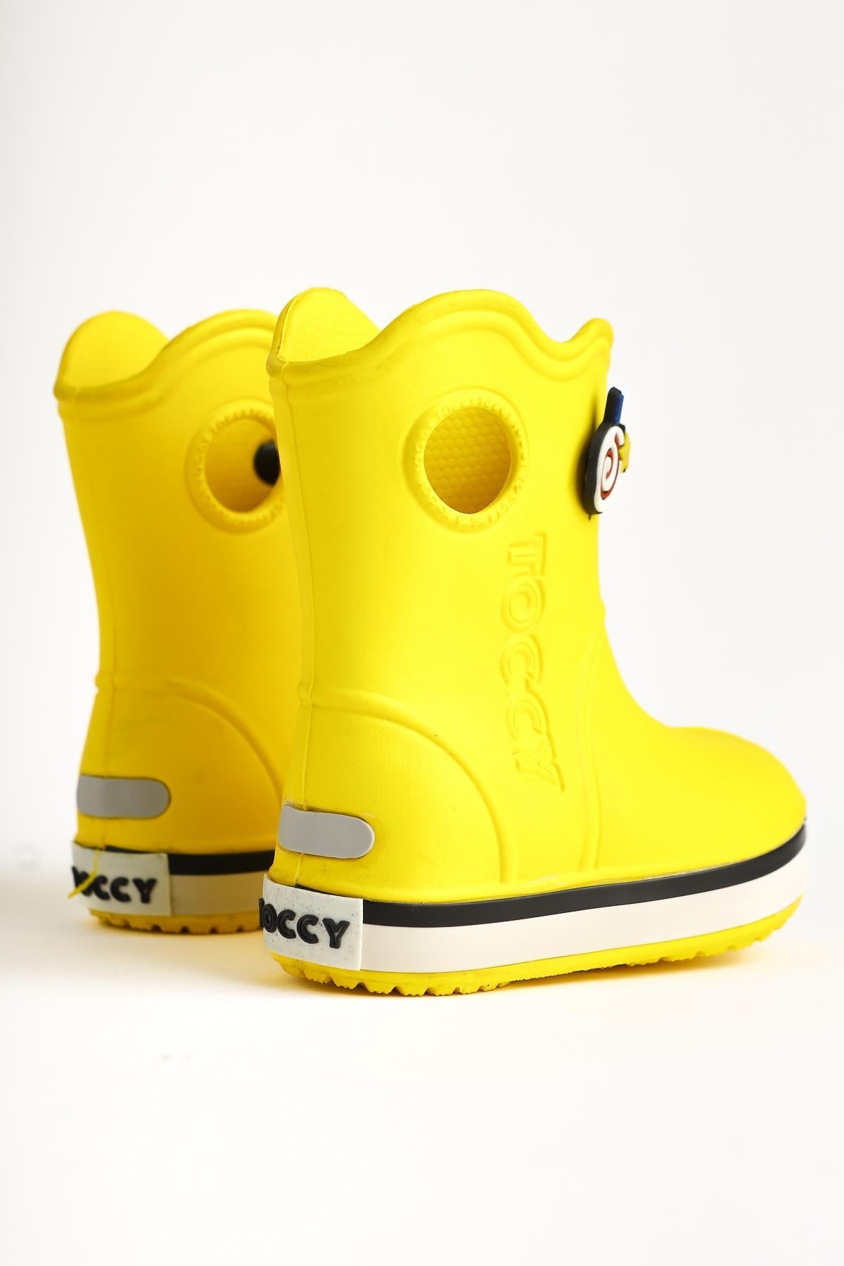 Christa Yellow Pin Detail Waterproof Kids Boot