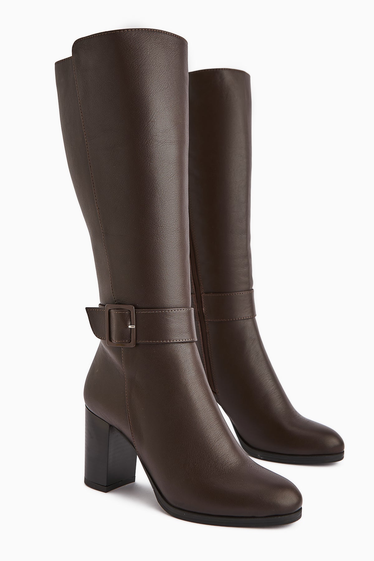 Jeen Genuine Leather – Brown Heeled Knee-High Boot (Women)