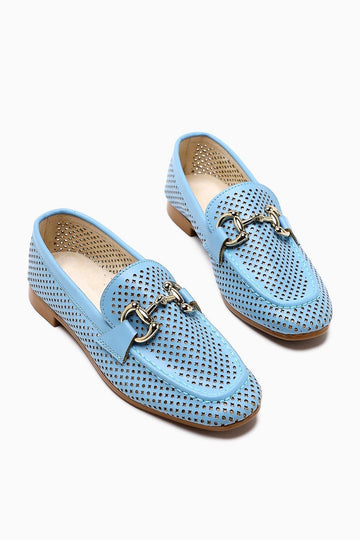Gazali – Blue Buckle-Detail Ballet Flat (Women)