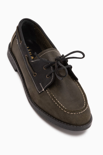 Janica Genuine Leather Khaki Lace-Up Women’s Moccasin Shoes