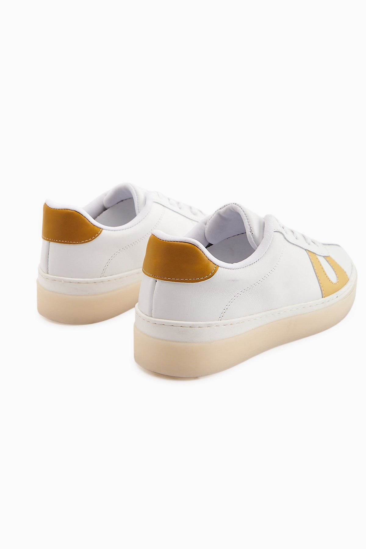 Eddie Genuine Leather White Yellow Sneaker Women's Shoe