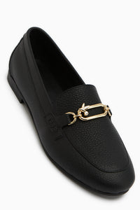 Alessa Genuine Leather Black Buckled Women’s Loafer Casual Moccasin Shoes