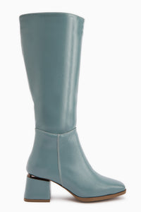 Miami Blue Crinkled Patent Leather Square Toe Women’s Boots