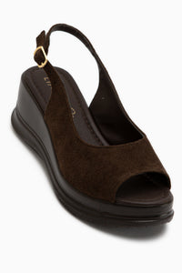 Gerty Brown Suede Wedge Women’s Sandal