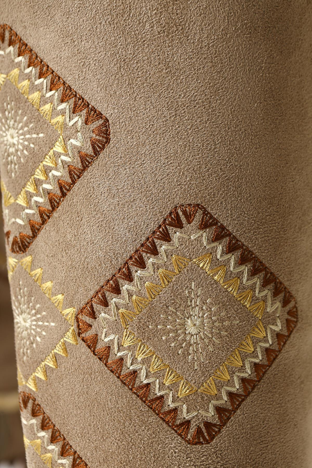 Hilka Mink Suede Ethnic Patterned Boot with Removable Tassel