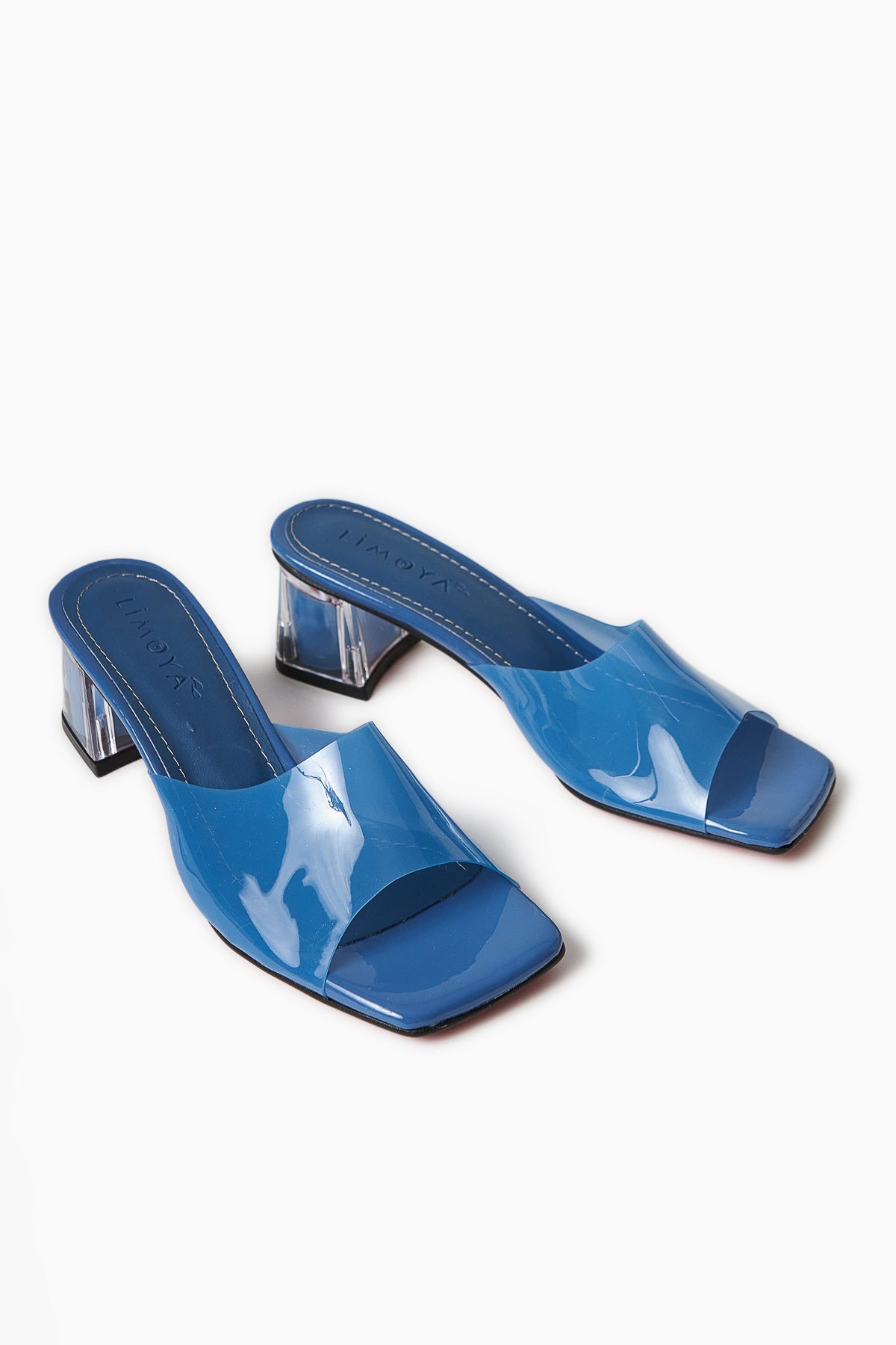 Persa – Blue Transparent-Strap Transparent-Heel Slide (Women)