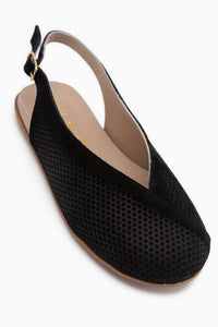 Genuine Leather Black Suede Women’s Slingback Ballet Flats