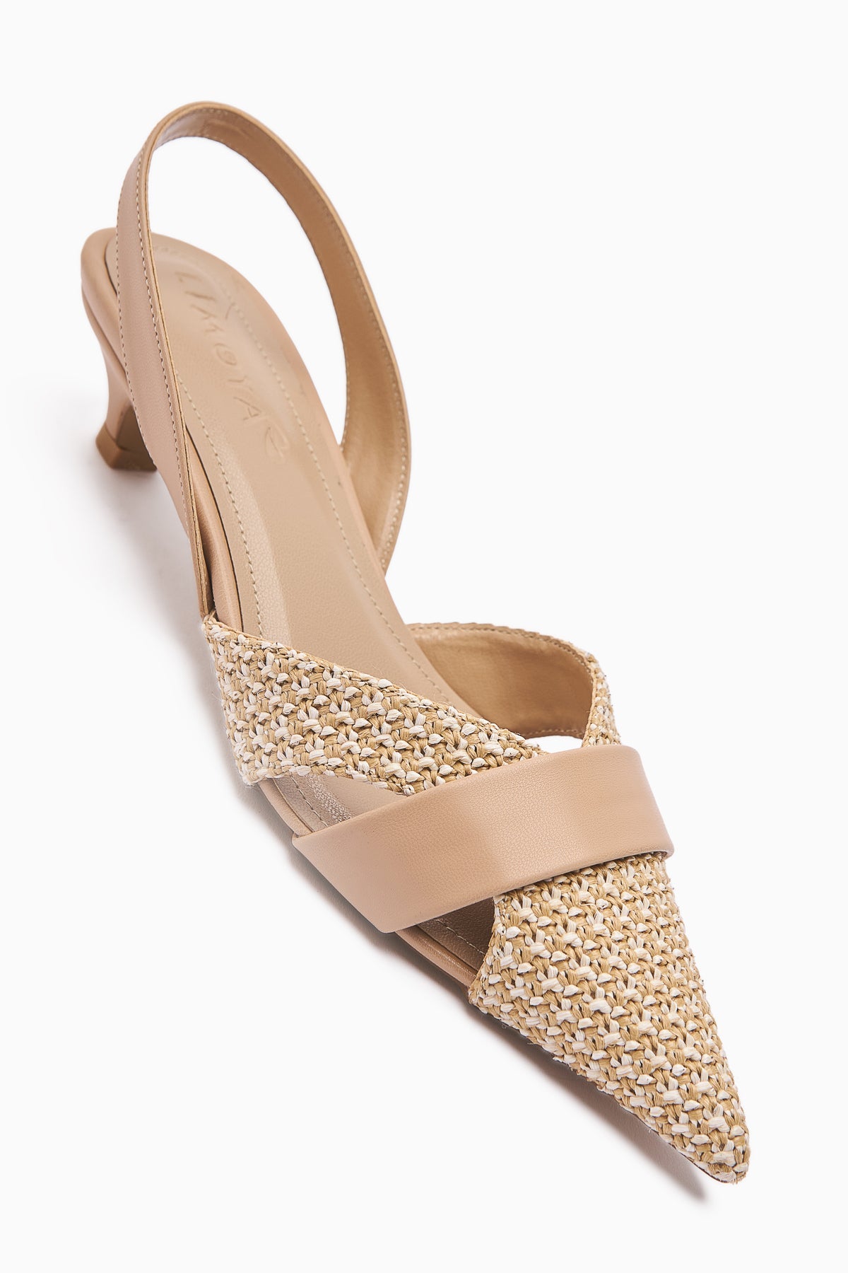 Hina Beige Woven Detail Low Heel Women's Sandals