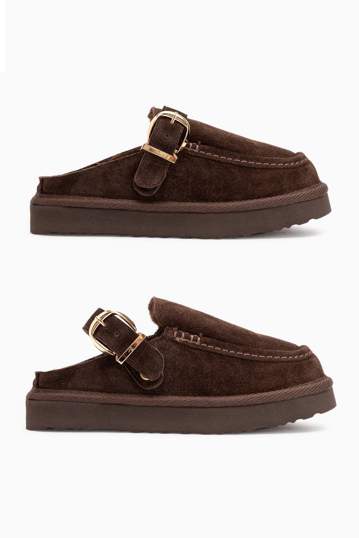 Beisa Genuine Leather Brown Suede Fur Women’s Slippers