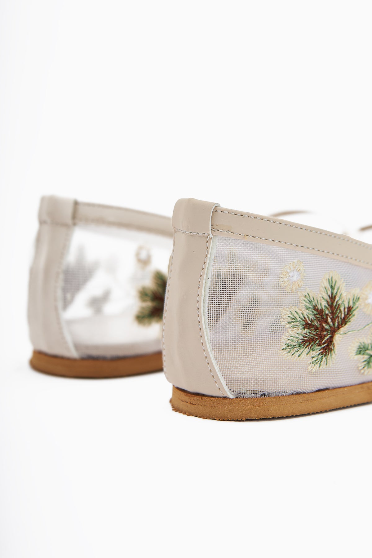 Jolin Nude Embroidered Buckled Women's Ballet Flat