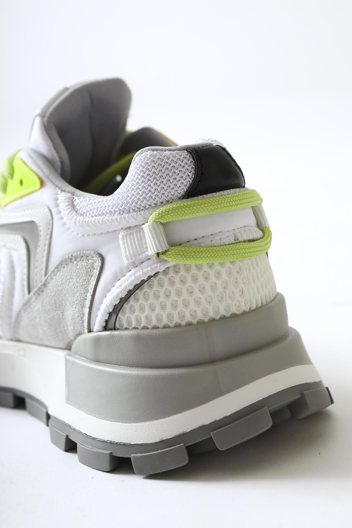 Onella White Suede Detailed Lace-up Sneakers