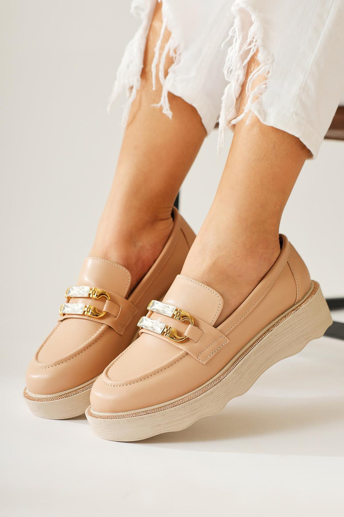 Leane – Nude Stone-Detail Loafer (Women)