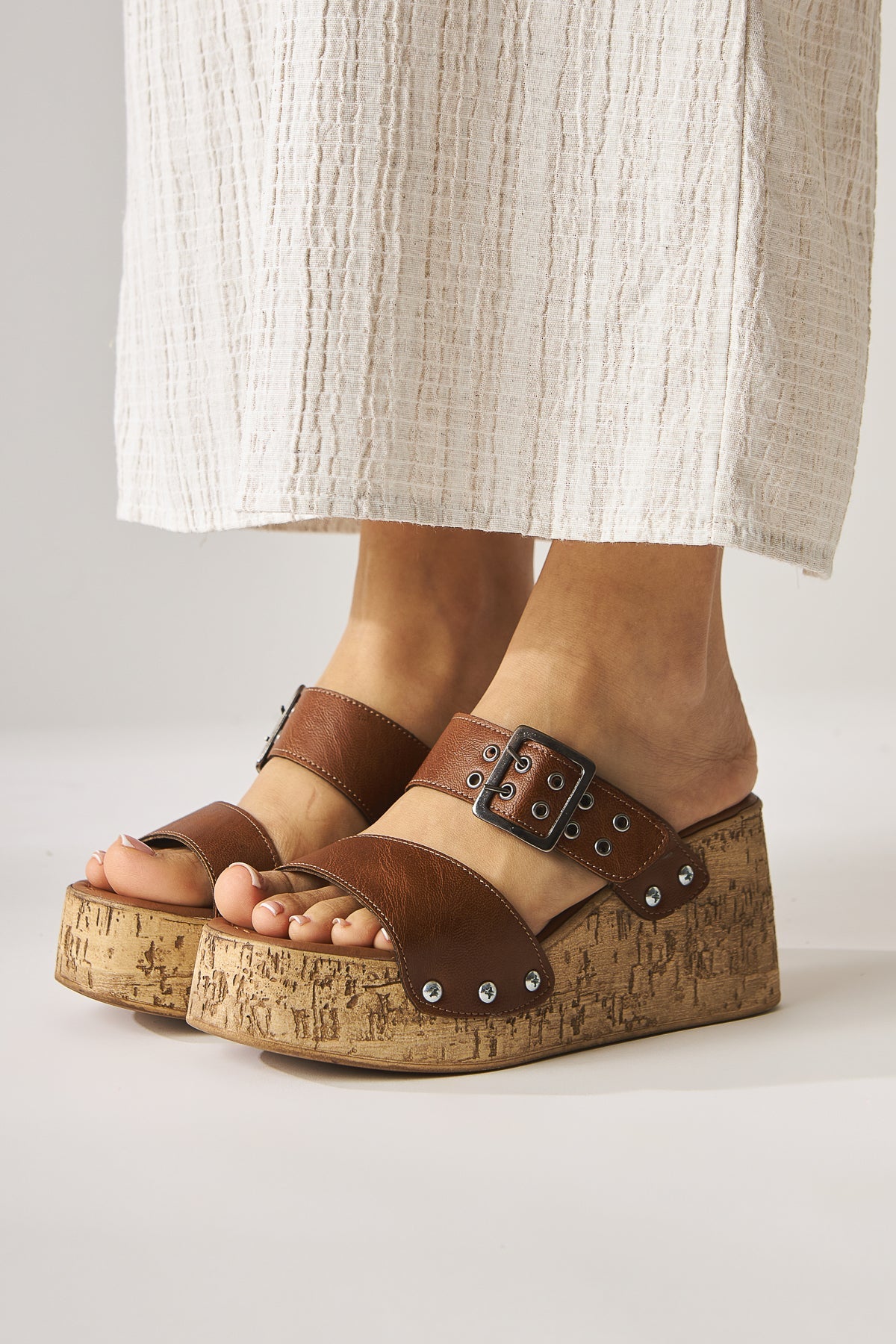 Genet Taba Screw Detail Buckled Women's Slippers