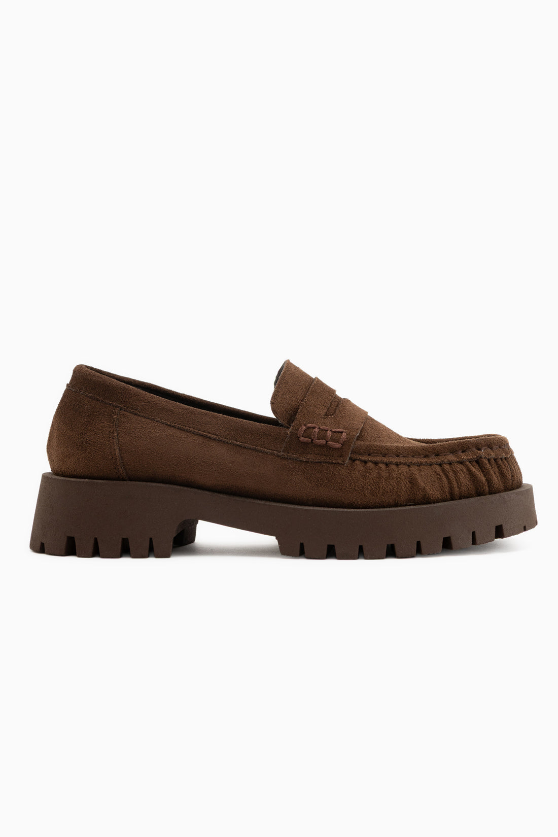 Justina Brown Suede Thick Sole Women’s Loafer Casual Shoes