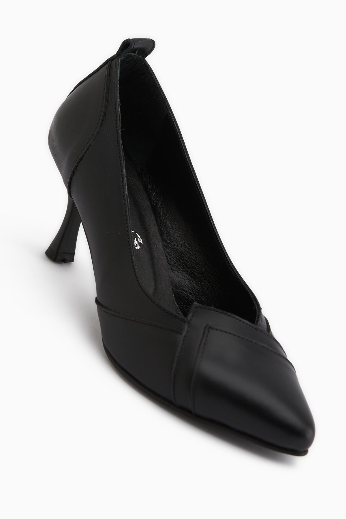 Mirella Genuine Leather Black Heeled Shoes