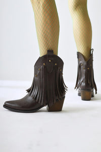 Lillebeth – Brown Tassel Stud-Detail Western Boot (Women)
