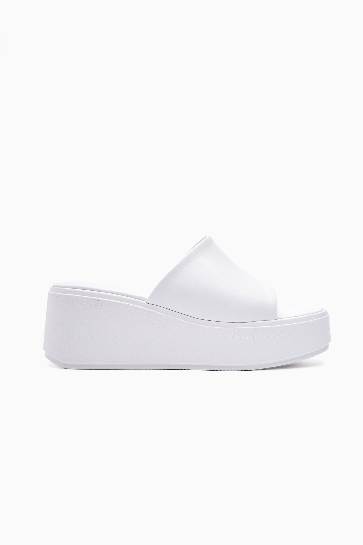 Kadra White Chunky Heel Women's Slides