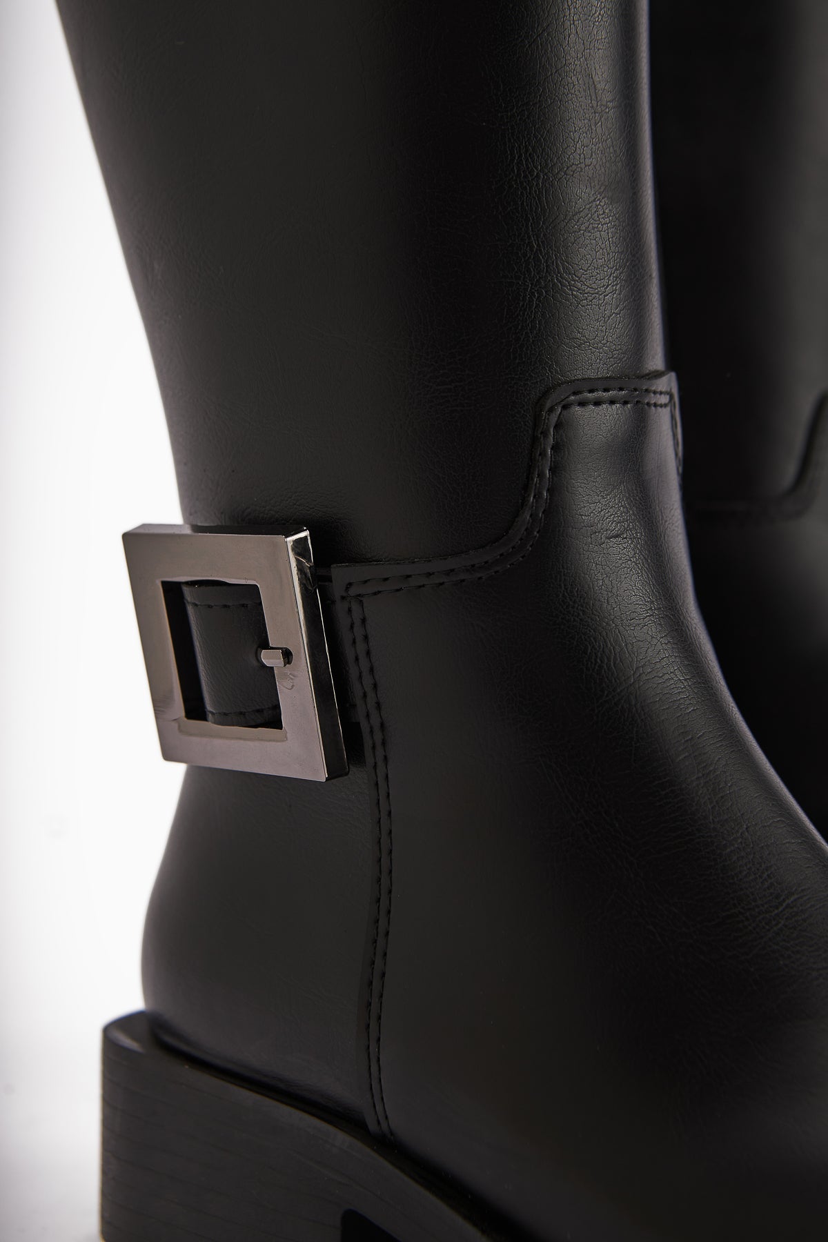 Becky Black Buckled High Platform Women's Boot