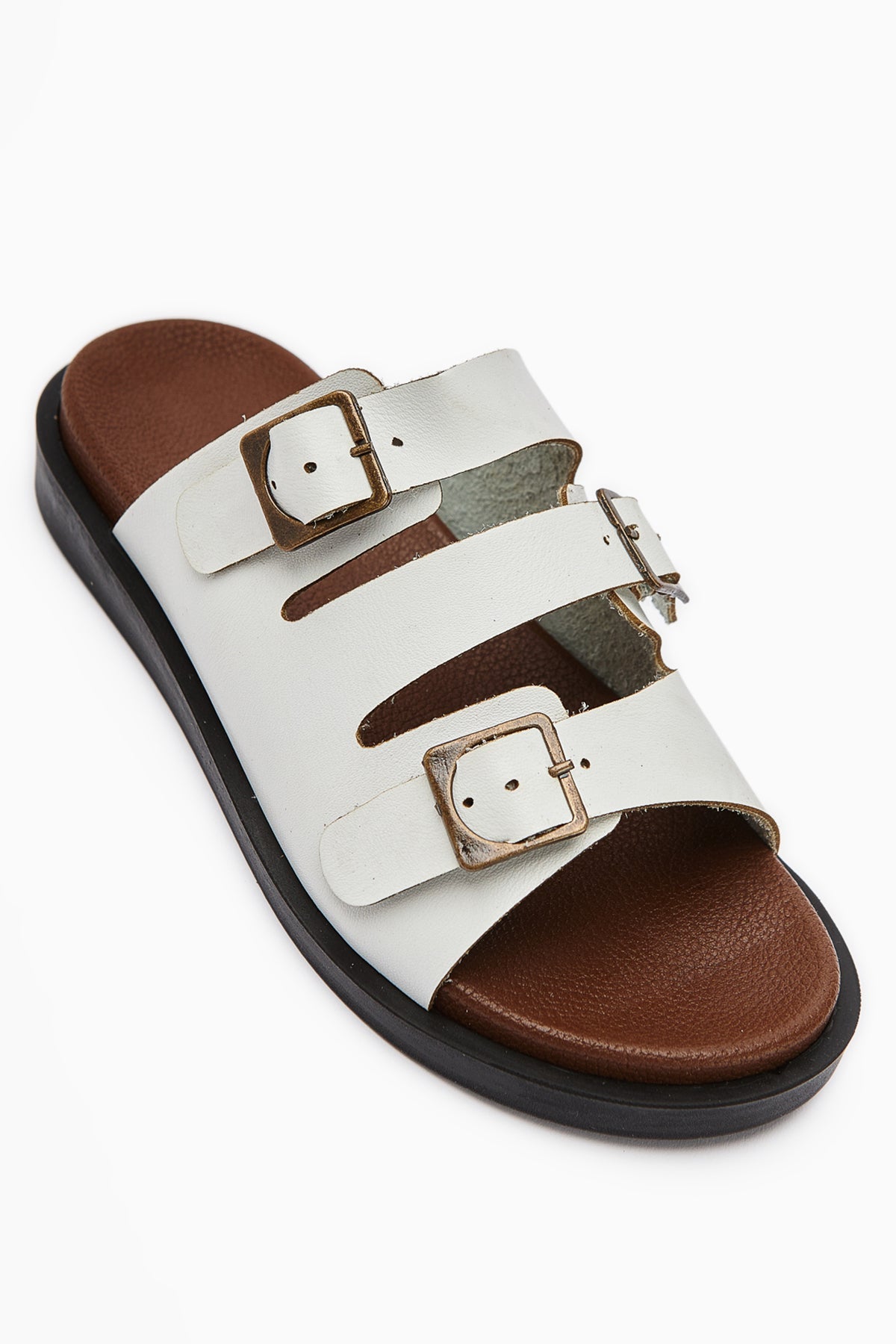 Cosima – White Three-Strap Slide (Women)