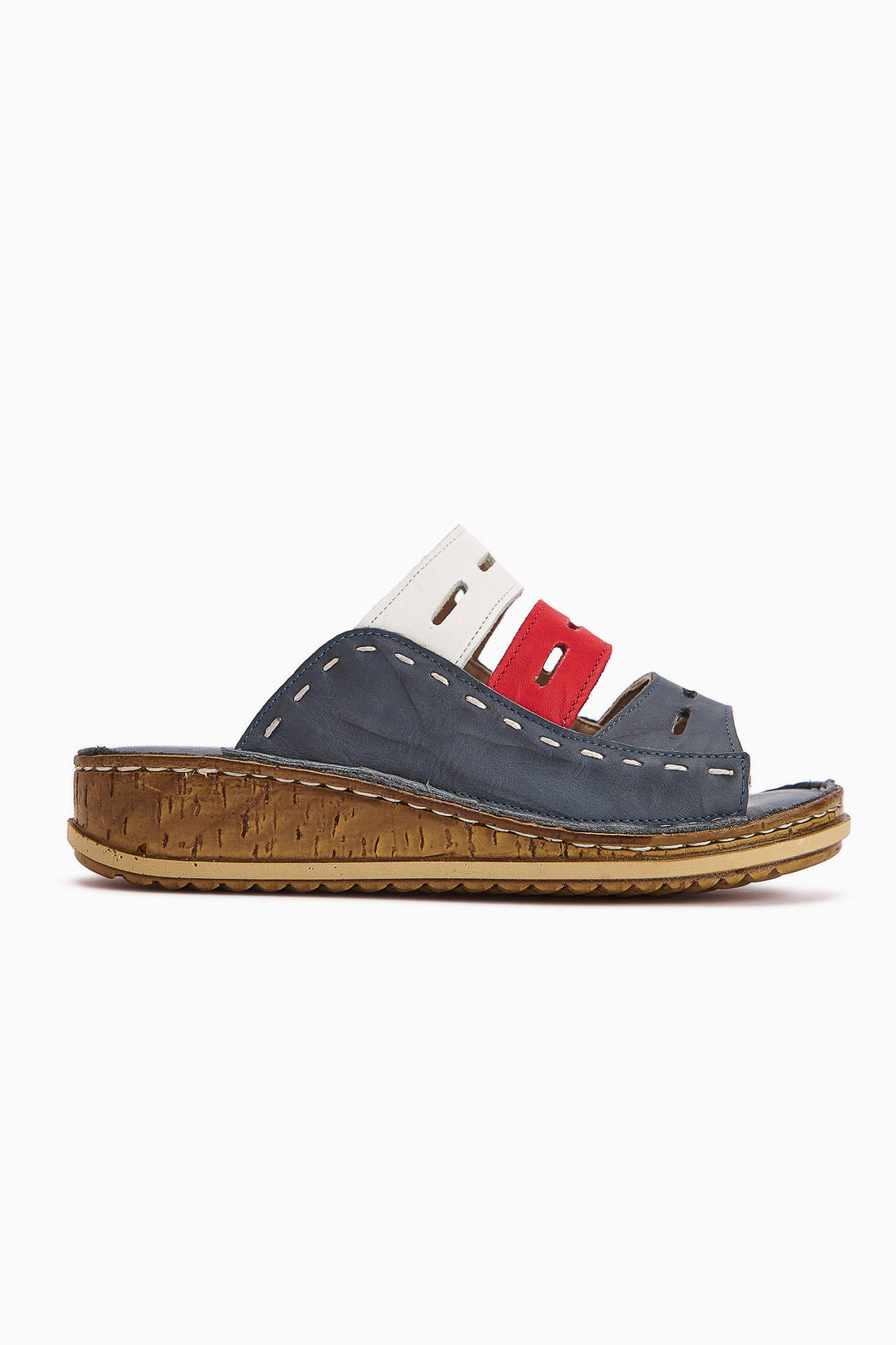 Genuine Leather Joelle Blue Comfort Laser Cut Slippers