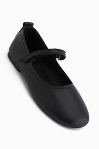 Sally Genuine Leather Black Strap Women’s Ballet Flats
