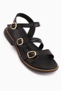 Myra Black Double Strap Women’s Sandal