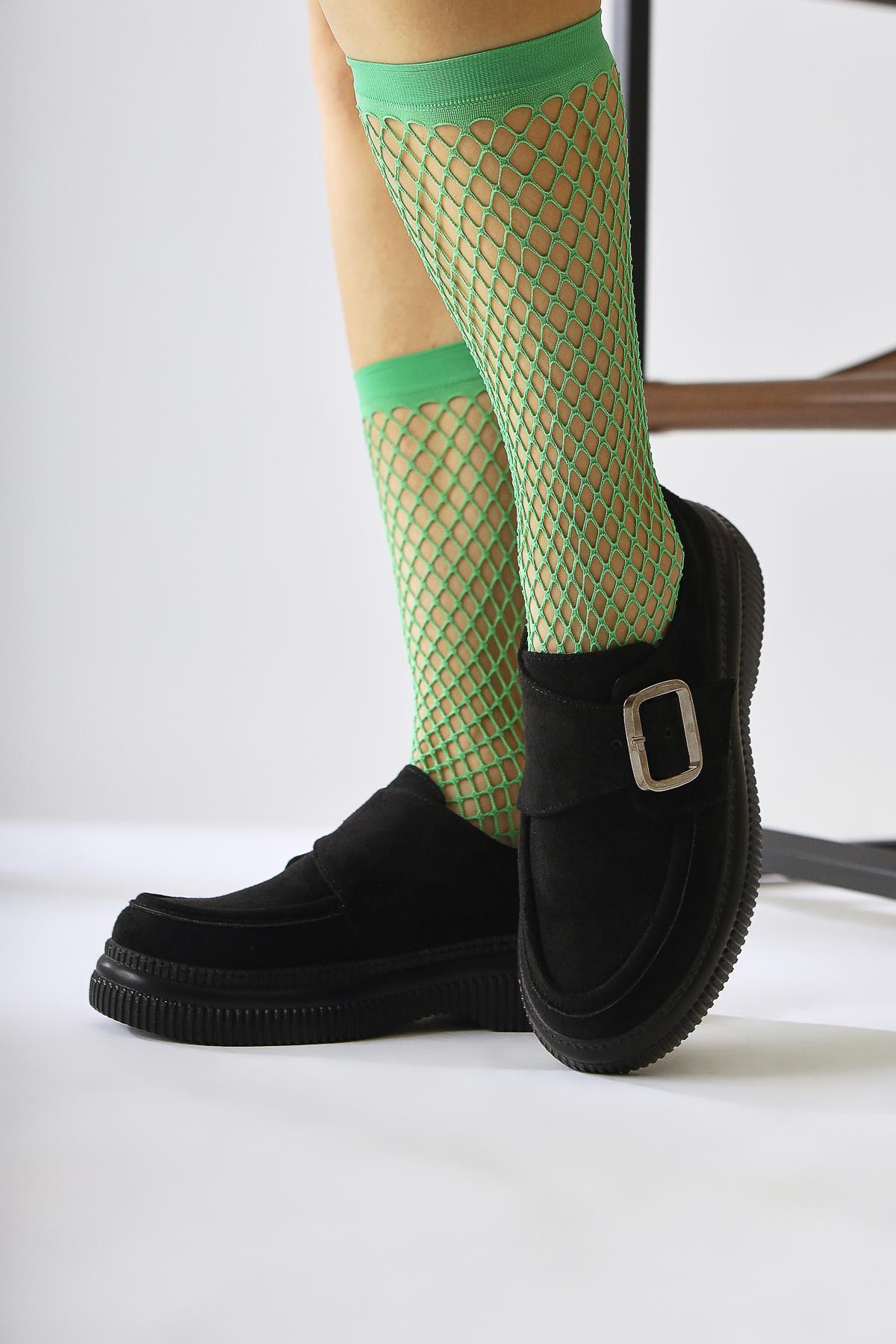 Evrim Black Suede Buckle Detailed Casual Shoe