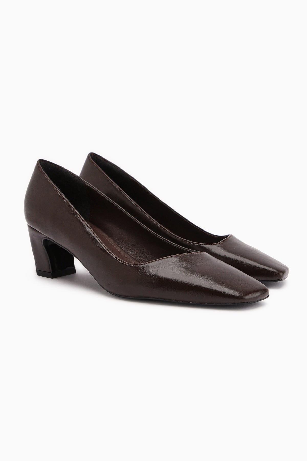 Jelina Coffee Chunky Heeled Women's Shoes