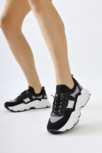 Mireia Black Sneakers with Suede Detail and Weave