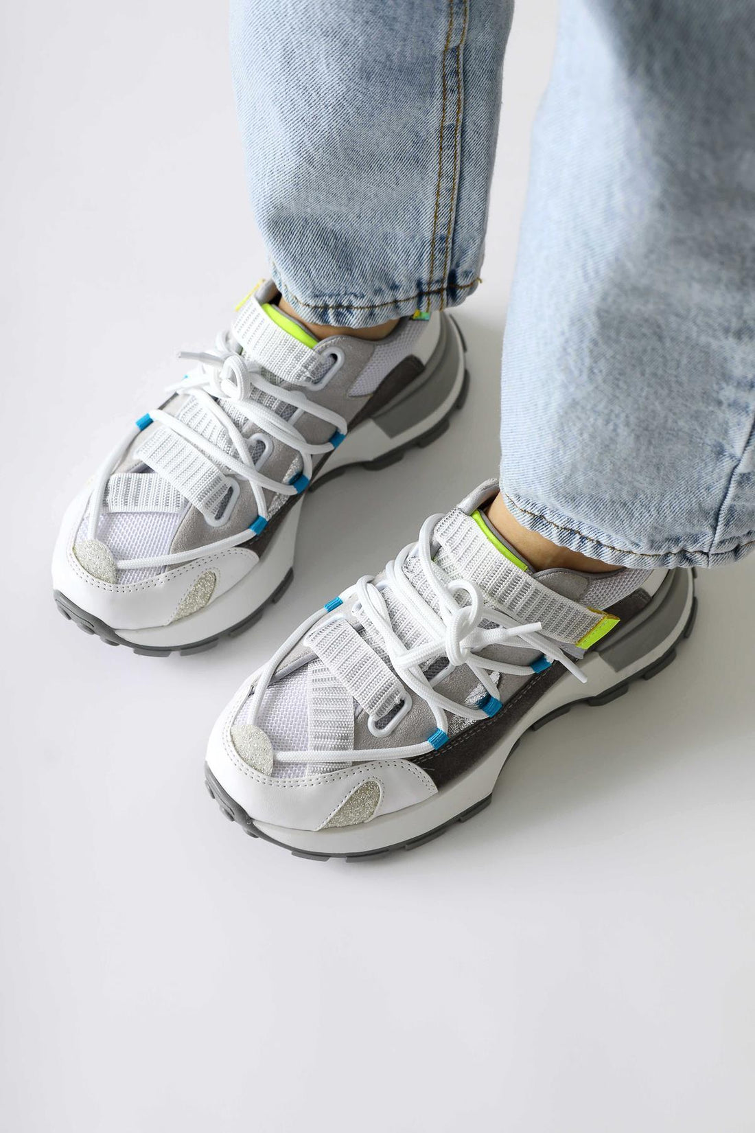 Nely White Asymmetrical Laced Women’s Sneakers