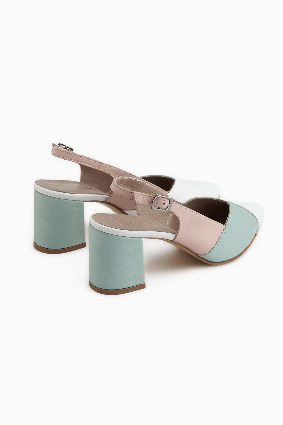 Brenda Genuine Leather White Green Women’s Heeled Sandal