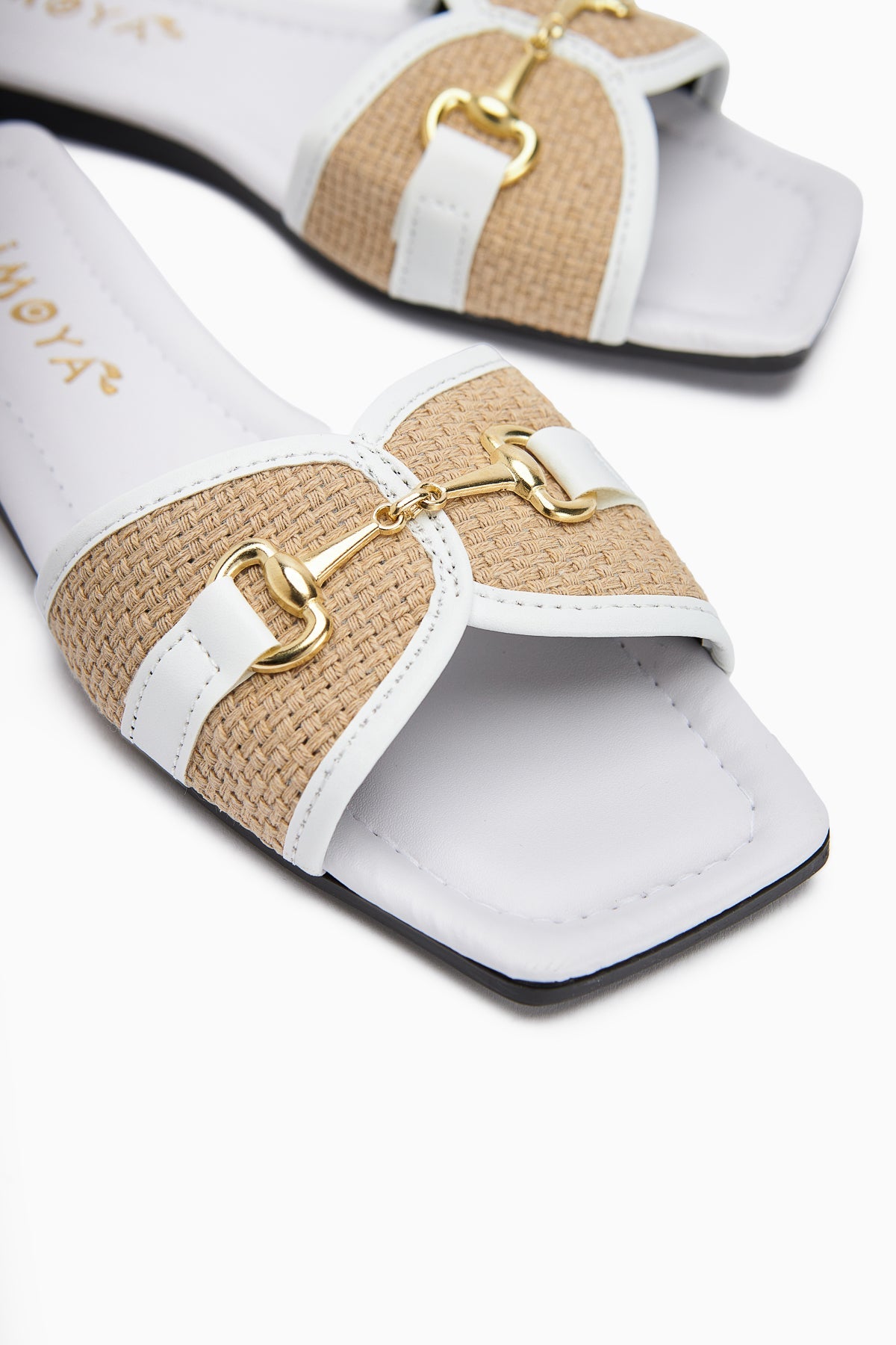 Elanor White Women's Flat Slippers with Buckle