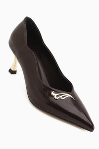 Liona Brown Buckle Detailed Women’s Heeled Shoes Stiletto