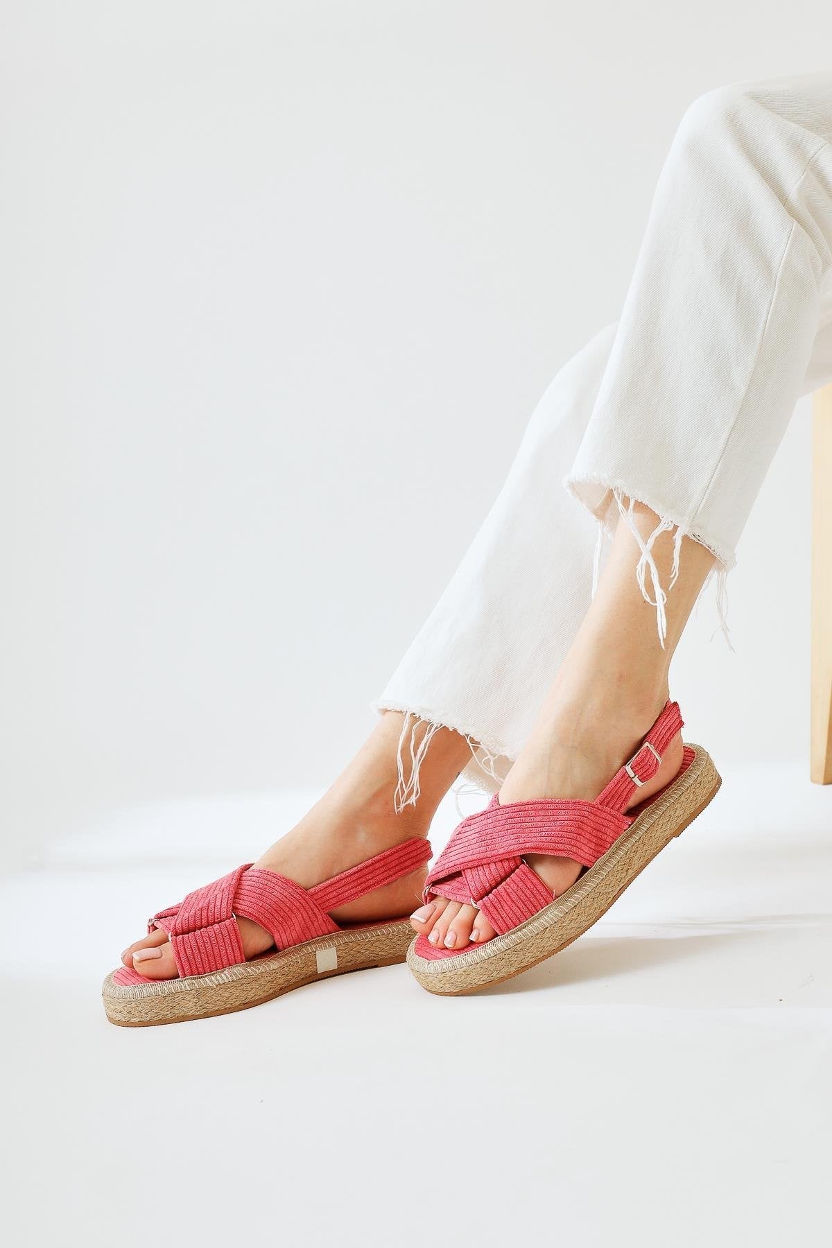 Iris Fuchsia Velvet Cross Strap Sandals
