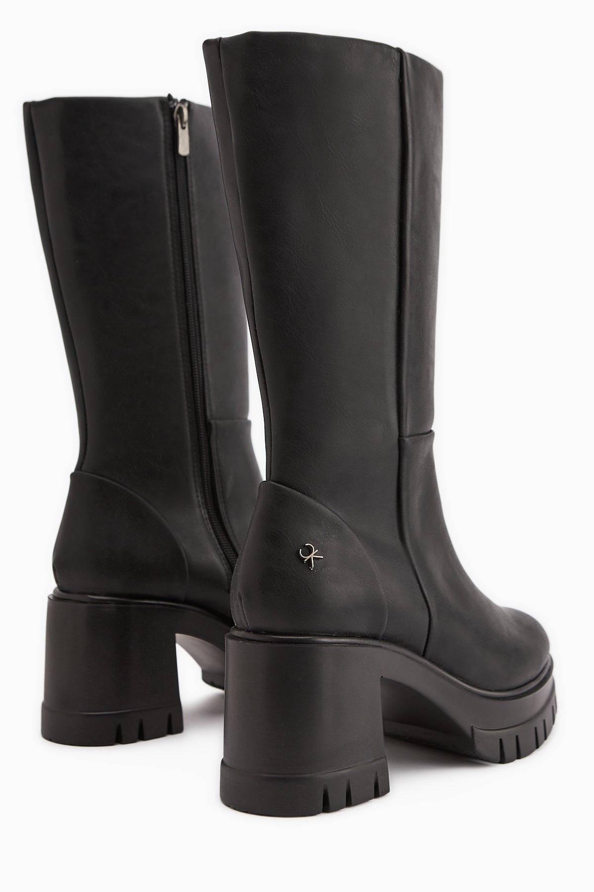 Chelsie Black High Heeled Platform Short Boots