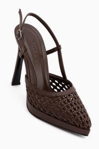 Silvie Brown Woven Women’s Heeled Shoes