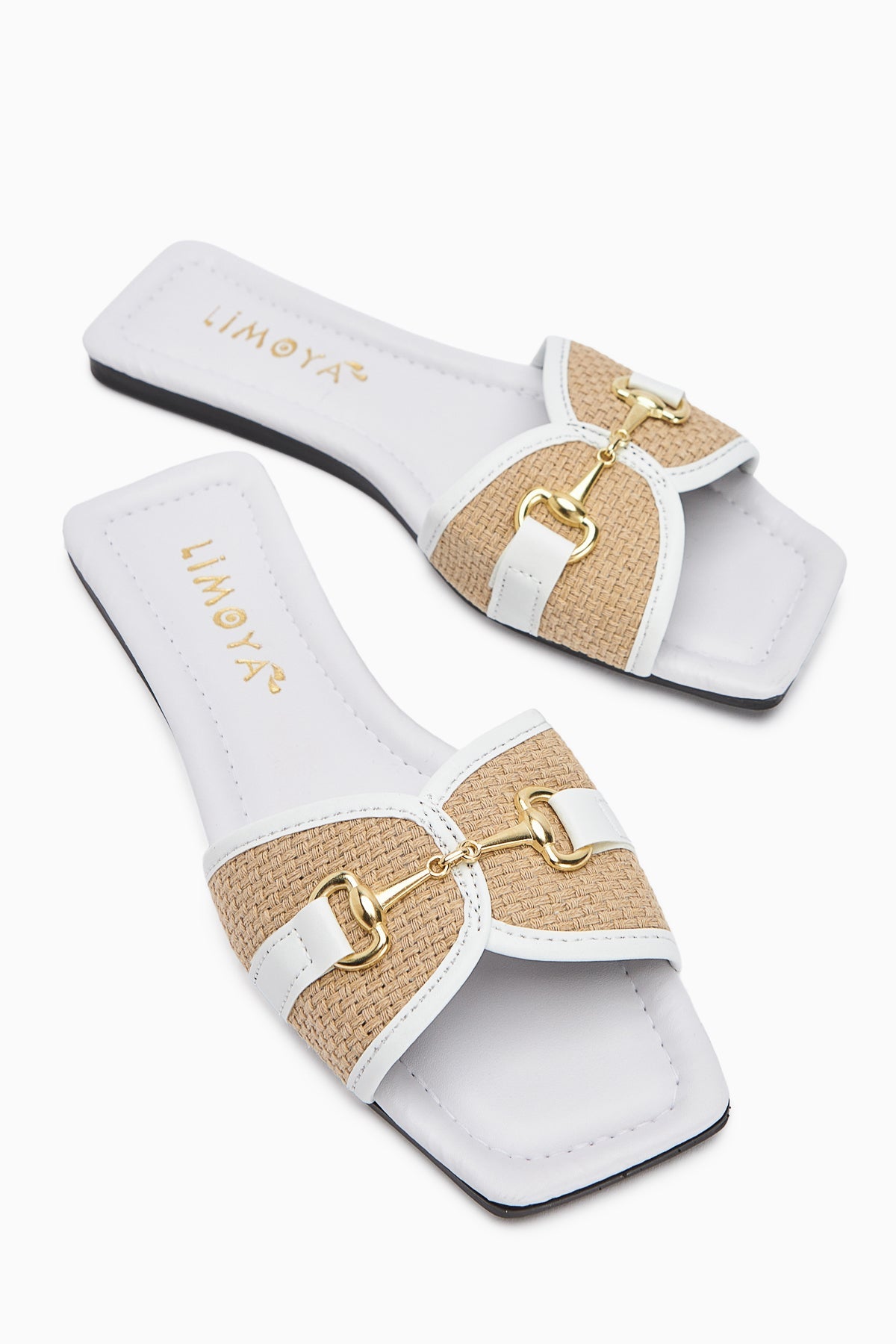 Elanor White Women's Flat Slippers with Buckle