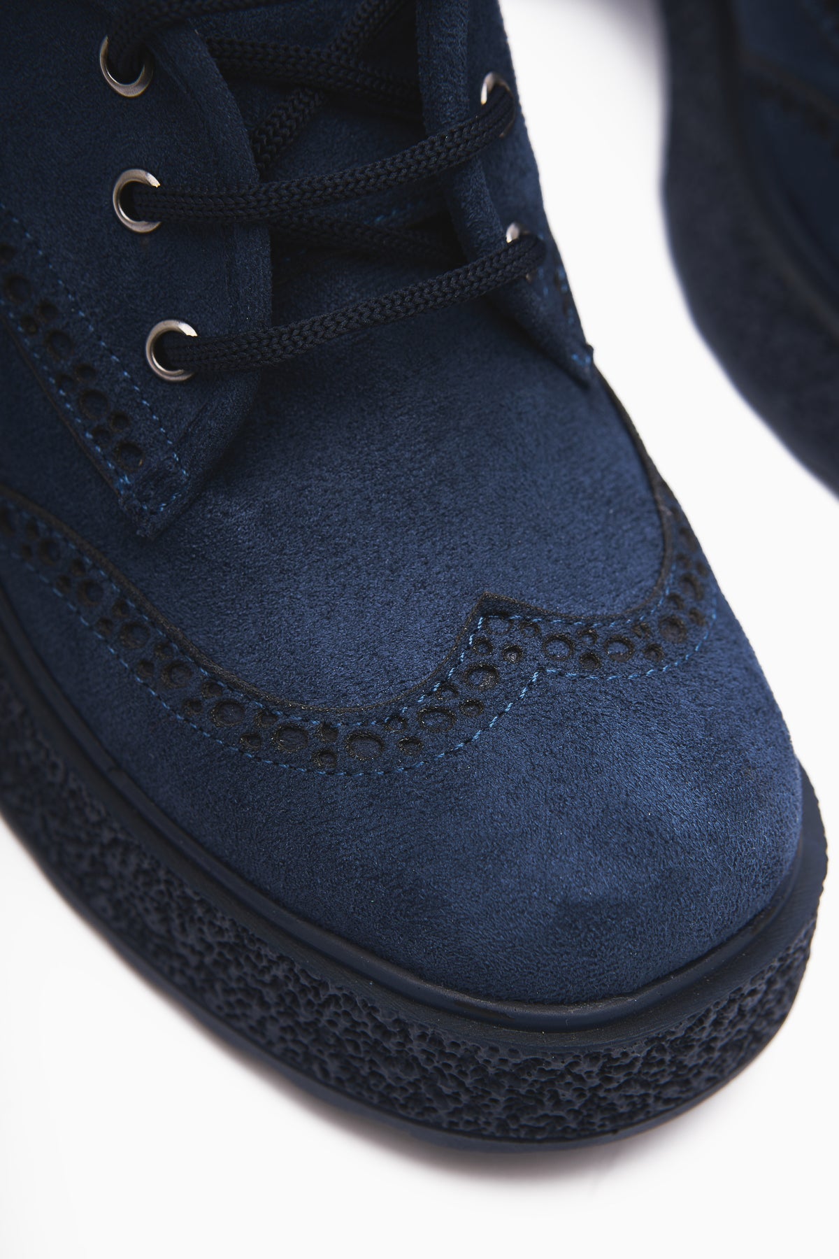 Lenie – Navy Suede Laser-Cut Detail Casual Shoe (Women)