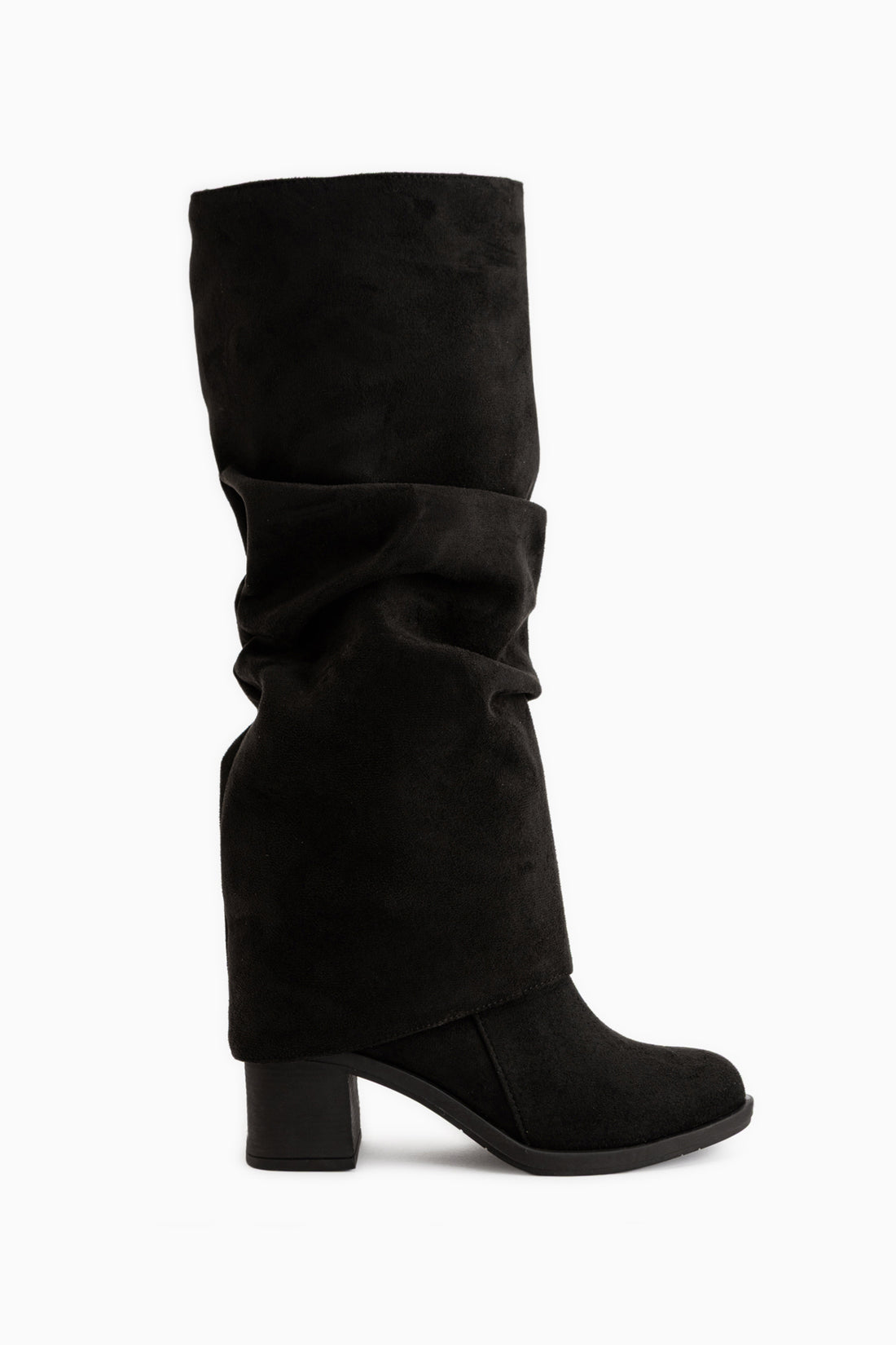 Natalia Black Suede Pleated Women’s Boots