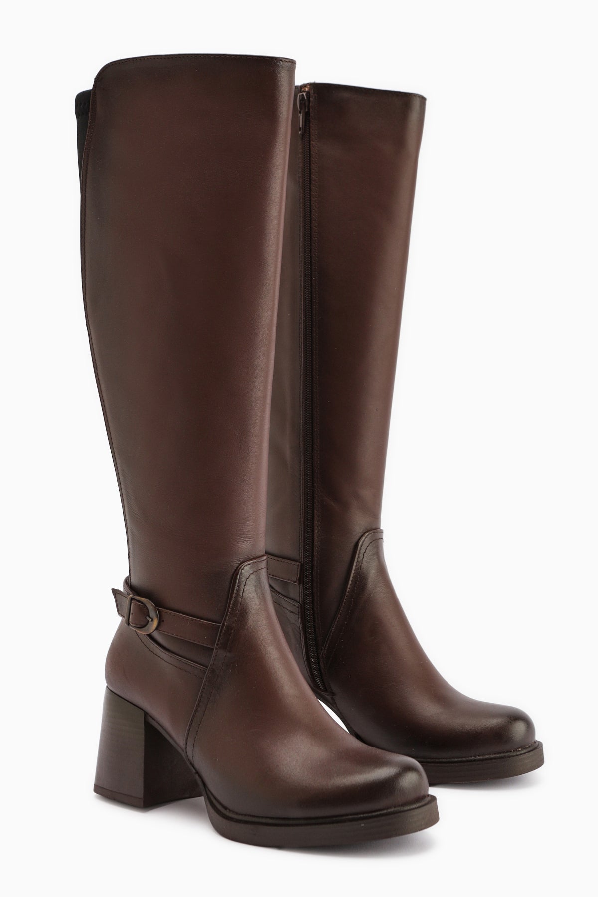 Gerti Genuine Leather Coffee Heeled Women's Boot