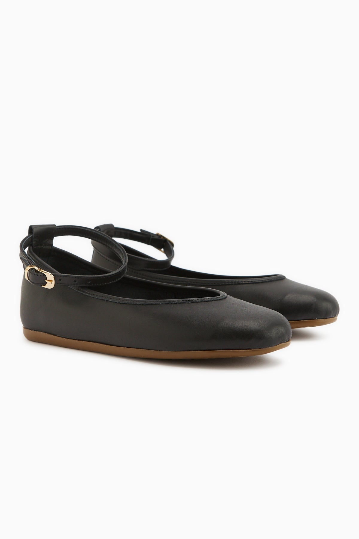 Genuine Leather Black Belted Women’s Ballet Flats
