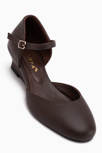 Elize Genuine Leather Brown Closed Toe Women’s Heeled Shoes
