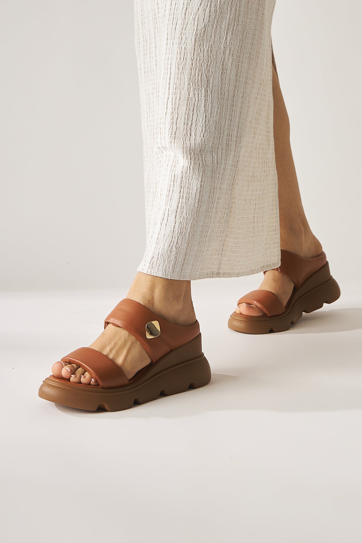 Susi – Cognac High-Heeled Puffy Slide (Women)